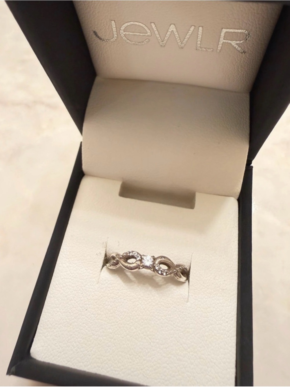 Silver Infinity Promise Ring with Diamond Accents Size 6.5